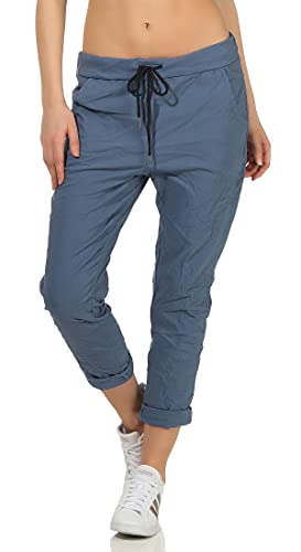 Damenhosen leichte Sommerhosen Chino Hosen luftige Stoffhose mit Stretch Kordelzug Gummibund Freizeithose Größe 36 bis 44 (36-38, Jeans, Numeric_36) von Sockenhimmel