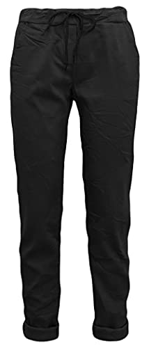 Damenhosen leichte Sommerhosen Chino Hosen luftige Stoffhose mit Stretch Kordelzug Gummibund Freizeithose Größe 36 bis 44 (36-38, Schwarz, Numeric_36) von Sockenhimmel