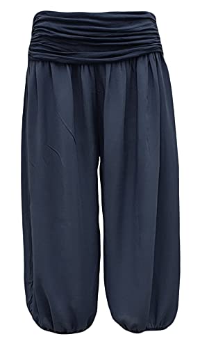 Flatterhose Damen luftig leichte Haremshose Bermuda Kurze Damen Sommerhose Uni Yogahose 3/4 lang (42-44, Marine) von Sockenhimmel