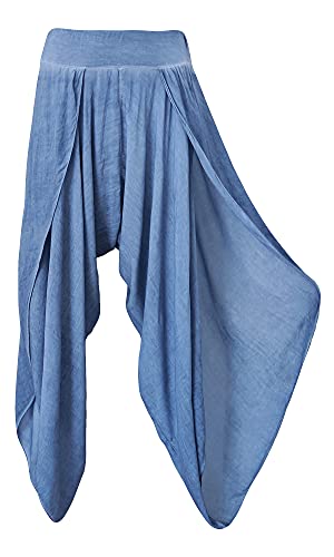 Haremshose Goa Damenhose luftige Sommerhose leichte Wickelhose Aladinhose mit Schlitz 36-40 (36-40, Jeans) von Sockenhimmel