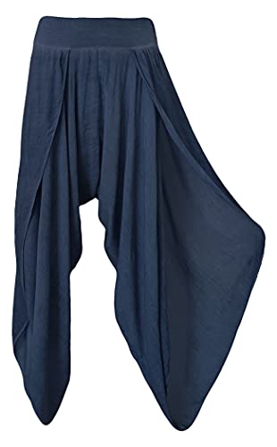 Haremshose Goa Damenhose luftige Sommerhose leichte Wickelhose Aladinhose mit Schlitz 36-40 (36-40, Marine) von Sockenhimmel