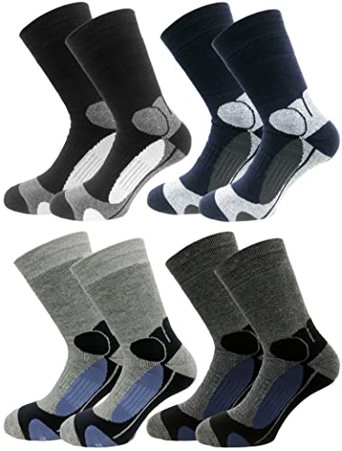 Herren Thermosocken 4 Paar dicke Wintersocken warme Outdoor Socken Wandersocken mit Elastikzone 39-46 (39-42, Mehrfarbig) von Sockenhimmel