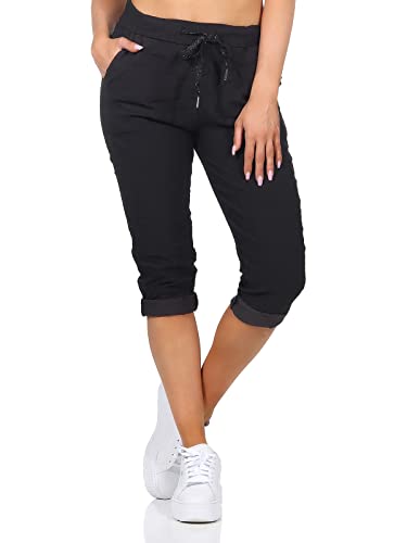 Kurze Damen Sommerhose Chino 7/8 Bermuda Stretchjeans (as3, Numeric, Numeric_38, Numeric_40, Regular, Regular, Schwarz) von Sockenhimmel