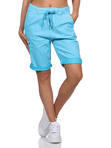 Kurze Damen Sommerhose Chino Shorts Jeans Bermuda (as3, Numeric, Numeric_40, Numeric_42, Regular, Regular, Türkis) von Sockenhimmel