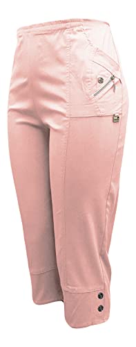 Kurze Hosen Damen Sommerhosen Bermuda 7/8 Schlupfhose leichte Stoffhose angenehme Caprihose mit Taschen (38-40, Rosa) von Sockenhimmel