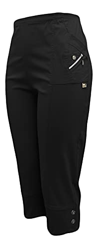 Kurze Hosen Damen Sommerhosen Bermuda 7/8 Schlupfhose leichte Stoffhose angenehme Caprihose mit Taschen (38-40, Schwarz) von Sockenhimmel