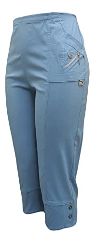 Kurze Hosen Damen Sommerhosen Bermuda 7/8 Schlupfhose leichte Stoffhose angenehme Caprihose mit Taschen (40-42, Hellblau) von Sockenhimmel