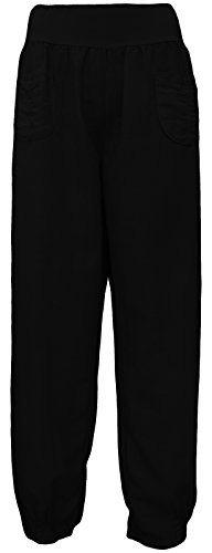 Leinenhosen Damen sommerliche Pumphose aus Leinen luftig & leicht Sommerhose (46-48, Schwarz) von Sockenhimmel