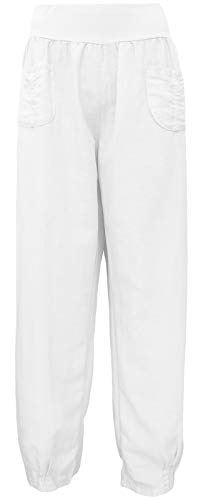 Leinenhosen weiße Sommerhosen für Damen luftig & leichte Schlupfhose (50-52, Weiß) von Sockenhimmel
