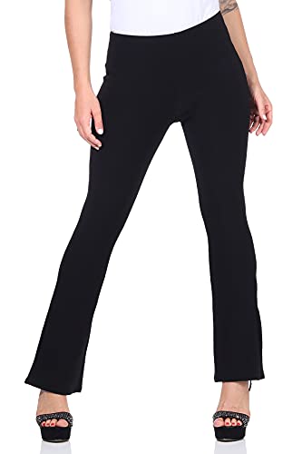 Schlaghose Damen moderne Stoffhose Businesshose mit Stretch schlichte Leggings mit Schlag Glockenhose uni Stoffschlaghose (38-40, Schwarz) von Sockenhimmel