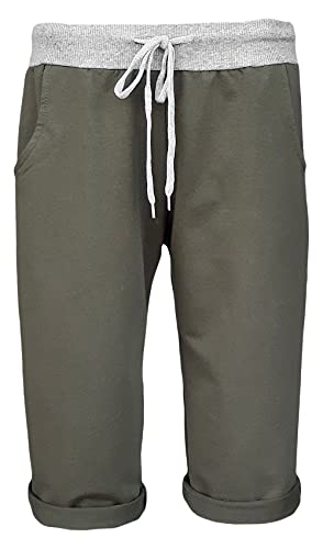 Sockenhimmel Damen Shorts leichte Bermuda Hose Sweatpants Kurze Sporthose Bequeme Sommerhose Jogpants Shorty sommerliche Capri Damenhose (36-38, Khaki) von Sockenhimmel