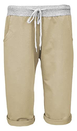 Sockenhimmel Damen Shorts leichte Bermuda Hose Sweatpants Kurze Sporthose Bequeme Sommerhose Jogpants Shorty sommerliche Capri Damenhose (36-38, Natur) von Sockenhimmel