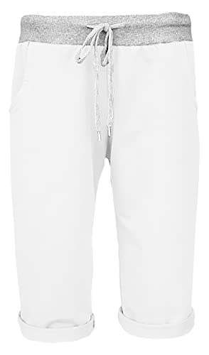 Sockenhimmel Damen Shorts leichte Bermuda Hose Sweatpants Kurze Sporthose Bequeme Sommerhose Jogpants Shorty sommerliche Capri Damenhose (36-38, Weiß) von Sockenhimmel