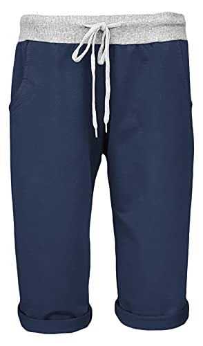 Sockenhimmel Damen Shorts leichte Bermuda Hose Sweatpants Kurze Sporthose Bequeme Sommerhose Jogpants Shorty sommerliche Capri Damenhose (38-40, Marine) von Sockenhimmel