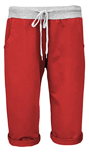 Sockenhimmel Damen Shorts leichte Bermuda Hose Sweatpants Kurze Sporthose Bequeme Sommerhose Jogpants Shorty sommerliche Capri Damenhose (38-40, Rot) von Sockenhimmel