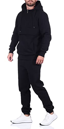 Sockenhimmel Herren Trainingsanzug Basic Sportanzug Hoodie und Jogginghose mit leichtem Fleece für Männer Jogginganzug Set (M, Schwarz) von Sockenhimmel