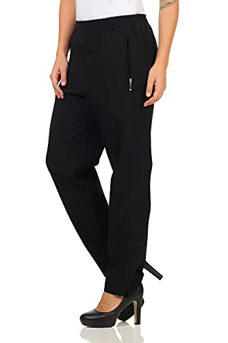 Sockenhimmel Hosen Damen Seniorenhose Kurhose leichte Damenhose Schlupfhose für jeden Tag Kurzgrößen Stoffhose mit Bügelfalte (24, Schwarz) von Sockenhimmel