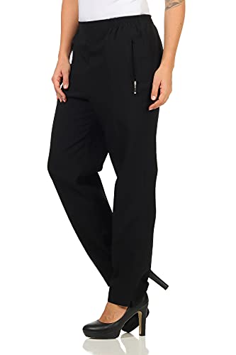 Sockenhimmel Hosen Damen Seniorenhose Kurhose leichte Damenhose Schlupfhose für jeden Tag Kurzgrößen Stoffhose mit Bügelfalte (25, Schwarz) von Sockenhimmel