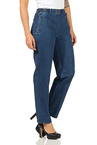 Sockenhimmel Jeans Hosen Damen leichte Stretchhose elastische Jeanshose Denim Kurzgrößen Seniorenhose Kurhose mit Gummibund und Taschen (22, Blau, Numeric_42) von Sockenhimmel