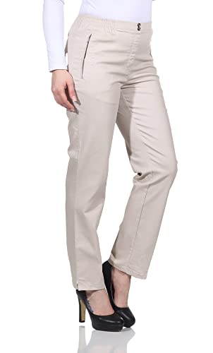 Sockenhimmel Jeans Hosen Damen leichte Stretchhose elastische Jeanshose Denim Kurzgrößen Seniorenhose Kurhose mit Gummibund und Taschen (36-38, Beige) von Sockenhimmel