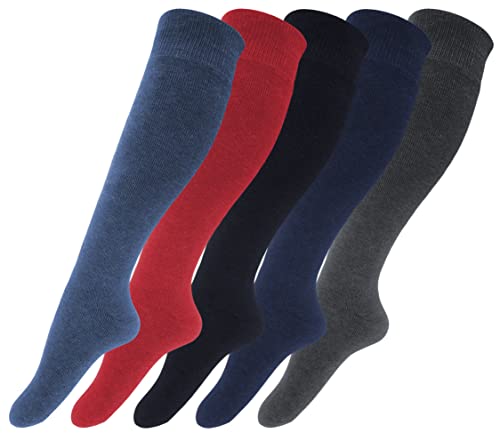 Sockenhimmel Kniestrümpfe 6 Paar Damen Thermo Winterstrümpfe lange Strümpfe mit Innenfrottee warme Ski-Strümpfe Uni Schwarz o. Mehrfarbig Größe 35-42 (35-38, 6 x Uni Mehrfarbig) von Sockenhimmel