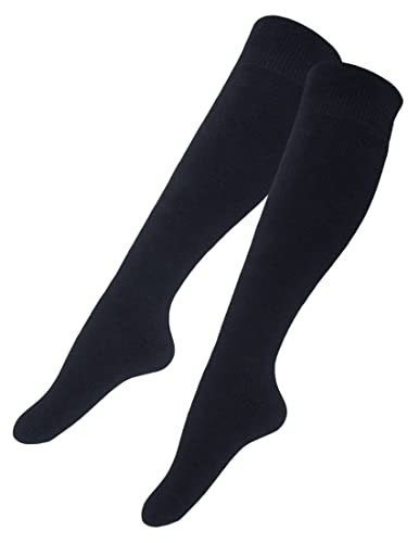 Sockenhimmel Kniestrümpfe 6 Paar Damen Thermo Winterstrümpfe lange Strümpfe mit Innenfrottee warme Ski-Strümpfe Uni Schwarz o. Mehrfarbig Größe 35-42 (35-38, 6 x Uni Schwarz) von Sockenhimmel