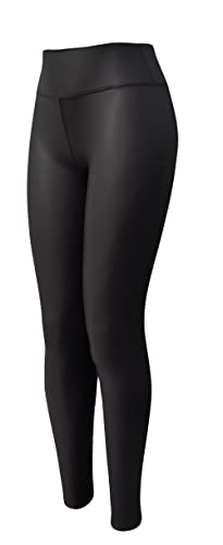Sockenhimmel Leggings Lederoptik Damen Lack Hose Mikrofleece gefütterte Damenhose angenehme Kunstlederhose (2-3XL, Schwarz) von Sockenhimmel
