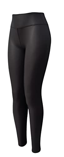 Sockenhimmel Leggings Lederoptik Damen Seidenmatt Mikrofleece gefütterte Damenhose angenehme Kunstlederhose (4-5XL, Schwarz) von Sockenhimmel