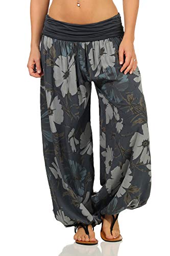 Sockenhimmel Sommerhose Flatterhose Haremshose Damen Sommerhosen Freizeithose Yogahose Urlaubshose Pumphose Aladinhosen (38-40, Anthrazit) von Sockenhimmel