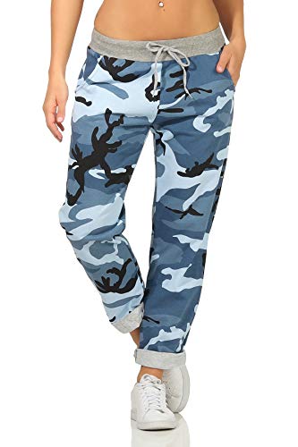 Sockenhimmel Sweathose Damen Camouflage Joggerhose Jogpants leichte Sporthose Baumwolle Sport- Freizeithose (38-40, Blau) von Sockenhimmel