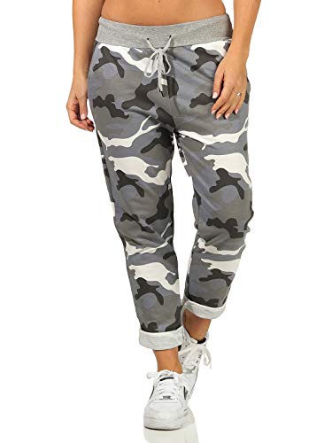 Sockenhimmel Sweathose Damen Camouflage Joggerhose Jogpants leichte Sporthose Baumwolle Sport- Freizeithose (42-44, Grundfarbe Grau) von Sockenhimmel