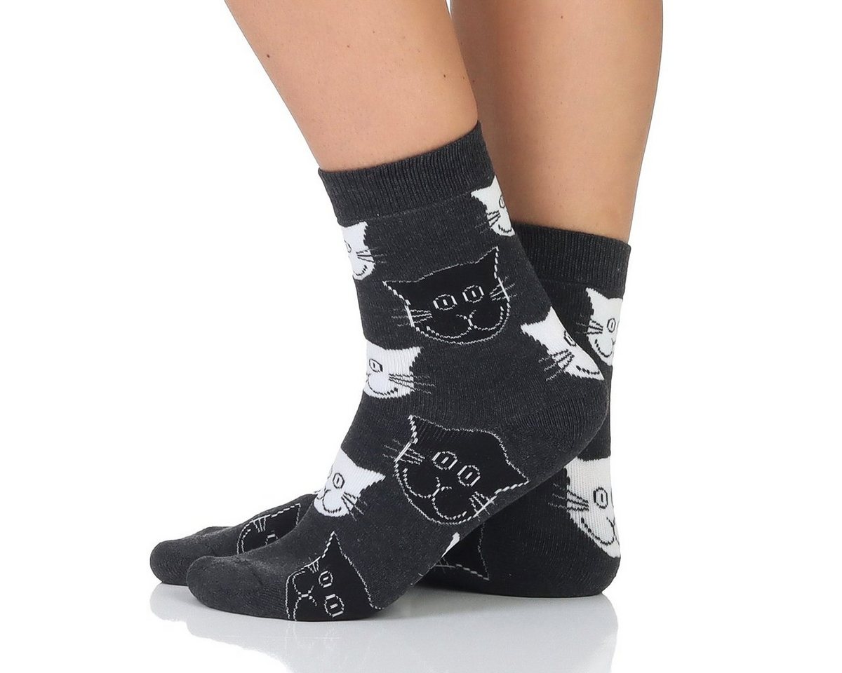 Sockenhimmel Thermosocken Damen Wintersocken Katzen Design warme Socken & Strümpfe (6er Pack) 2fädig Vollfrotteefuß von Sockenhimmel