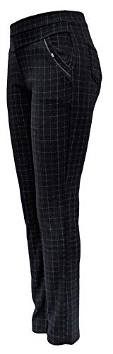 Sockenhimmel leichte Winterhose Damen gefüttert mit Polarfleece Stoffhose mit Gummibund Karo-Hose (Grau, 42-44) von Sockenhimmel