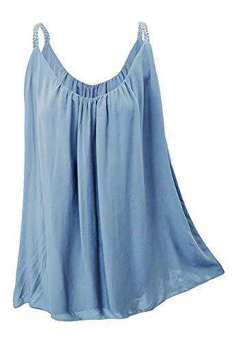Sommer Oberteile Damen Trägertop Uni leichtes Damen Top Blickdicht schulterfreie Trägershirts (40-42, Hellblau) von Sockenhimmel