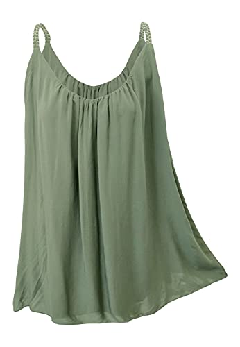 Sommer Oberteile Damen Trägertop Uni leichtes Damen Top Blickdicht schulterfreie Trägershirts (40-42, Khaki) von Sockenhimmel