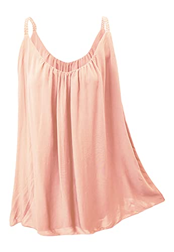 Sommer Oberteile Damen Trägertop Uni leichtes Damen Top Blickdicht schulterfreie Trägershirts (40-42, Rosa) von Sockenhimmel