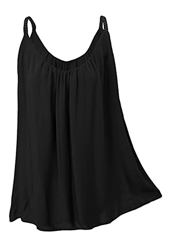 Sommer Oberteile Damen Trägertop Uni leichtes Damen Top Blickdicht schulterfreie Trägershirts (40-42, Schwarz) von Sockenhimmel