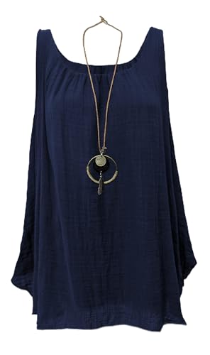 Sommer Top luftiges Damen Trägertop Schulterfreies Sommertop blickdichtes Freizeitoberteil moderner sommerlicher Schnitt (38-40, Marine) von Sockenhimmel