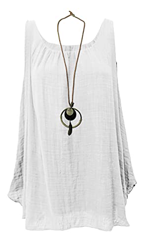 Sommer Top luftiges Damen Trägertop Schulterfreies Sommertop blickdichtes Freizeitoberteil moderner sommerlicher Schnitt (40-42, Weiß) von Sockenhimmel