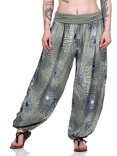 Sommerhose Damen Flatterhose leichte Haremhose (as3, Numeric, Numeric_40, Numeric_44, Regular, Regular, Khaki) von Sockenhimmel