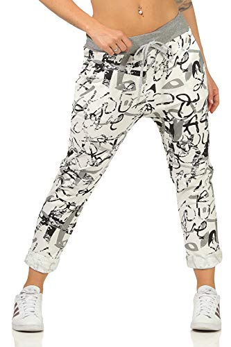 Sommerhose leichte Sport Freizeit Hose Gemustert Jersey Jogger angenehme Damen Jogginghose (40-42, Striche) von Sockenhimmel