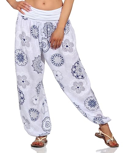 Sommerhosen Damen Flatterhose leichte Haremshose (as3, Numeric, Numeric_36, Numeric_40, Regular, Regular, Weiß) von Sockenhimmel