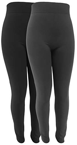 sockenhimmel Thermo-Leggings Damen Ski- Unterwäsche 2er Set - Thermowäsche Übergröße mit Komfort Hosenteil (50-52, Schwarz/Grau) von Sockenhimmel