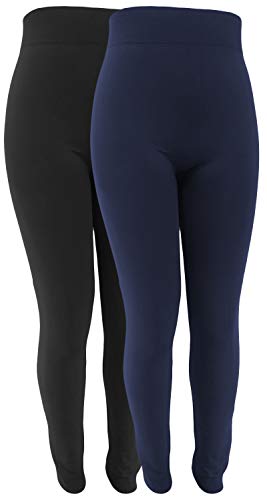 sockenhimmel Thermo-Leggings Damen Ski- Unterwäsche 2er Set - Thermowäsche Übergröße mit Komfort Hosenteil (52-54, Schwarz/Blau) von Sockenhimmel