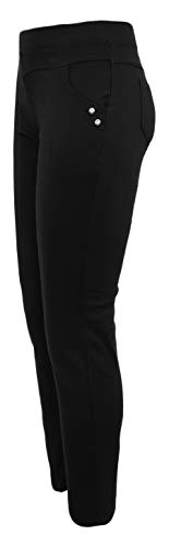 warme Damen Thermo-Stretch-Jeggings gefütterte Funktionshose Winterhose Denim GR 36-48 (Schwarz, 38-40) von Sockenhimmel