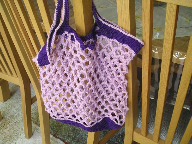 Häkeltasche, Markttasche, Shopper, Netzbeutel, Gehäkelt, Lila, Flieder von Sockenundmehr