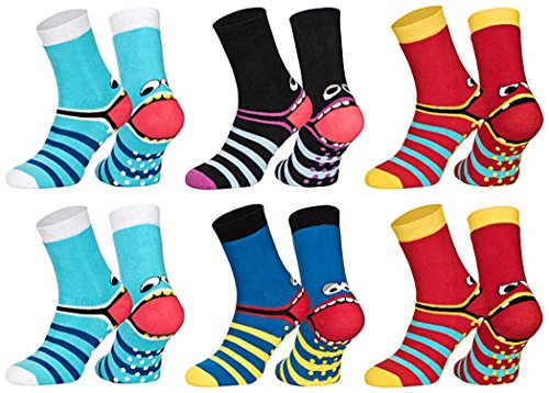 Sockenversandhandel.de 3 Paar Kinder ABS-Socken Stoppersocken I freche Bande I Frotteesohle I gummierte Antirutschsohle I Baumwolle I Jungen I Mädchen I Damen I Haussocken I Stopperstrümpfe 35-38 von Sockenversandhandel.de