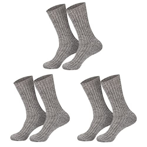 Wintersocken (1, 3 oder 6 Paar) mit 100% Schafwolle ohne Gummidruck I Plüschsohle I Grau I Dick I Bettsocken I Naturwarm I Für Arbeit und Freizeit I Herren I Damen I Kinder I bis Größe 50 3 Paar 43-46 von Sockenversandhandel.de