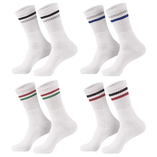 16 Paar Sportsocken/Tennissocken uni oder Ringel / 39-42/43-46 / Baumwolle/Damen/Herren/Unisex/Arbeitssocken/Weiß Ringel 43-46 von Sockenversandhandel