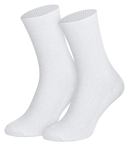 5, 10 oder 20 Paar Herren Damen Socken- 100% BAUMWOLLE Gesundheitssocken Komfortbündchen, ohne Gummi 35-38, 39-42, 43-46, weiß kochfest, Weiß, 39-42 / 10 Paar von Sockenversandhandel